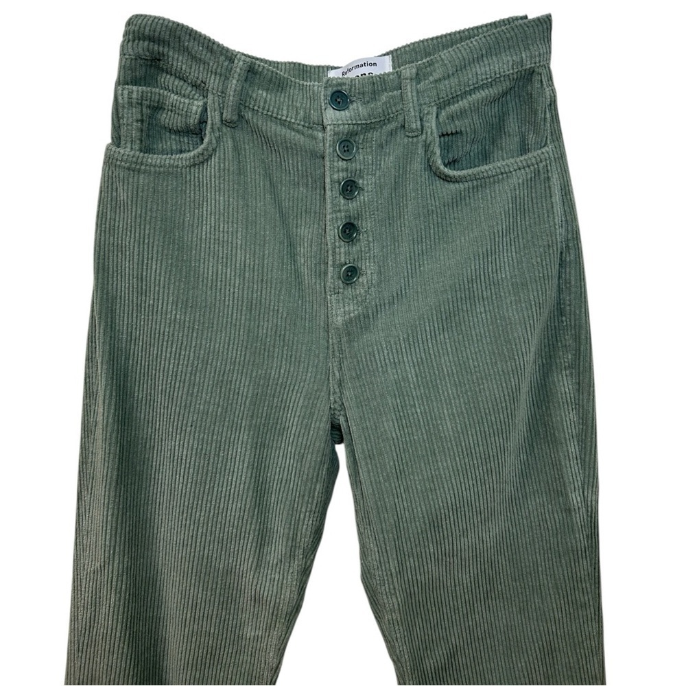 Reformation - Women’s  ‘Cynthia’ Straight Corduroy Pants in Moss Green, Size 27 - Picture 5 of 13